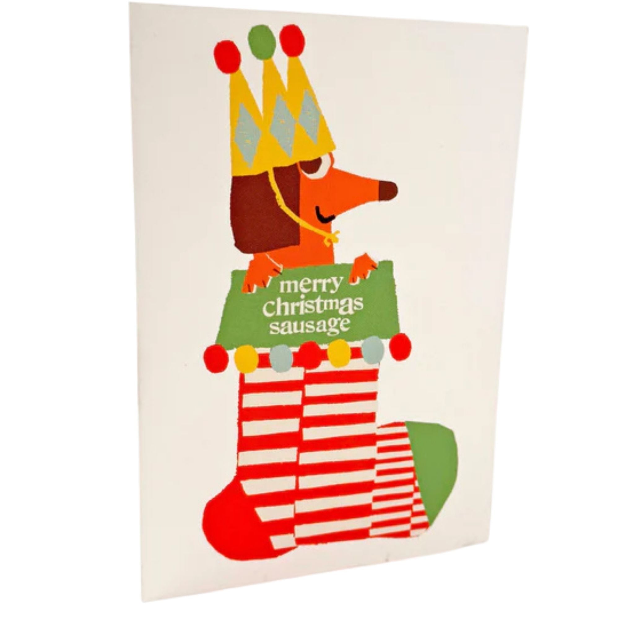 Christmas Stocking Sausage Greeting Card