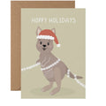 Kangaroo Tinsel Christmas Holiday Greeting Card