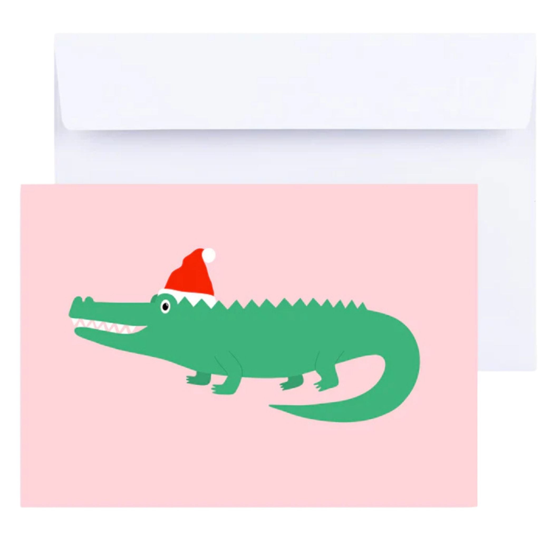 Santa Hat Crocodile Christmas Holiday Greeting Card