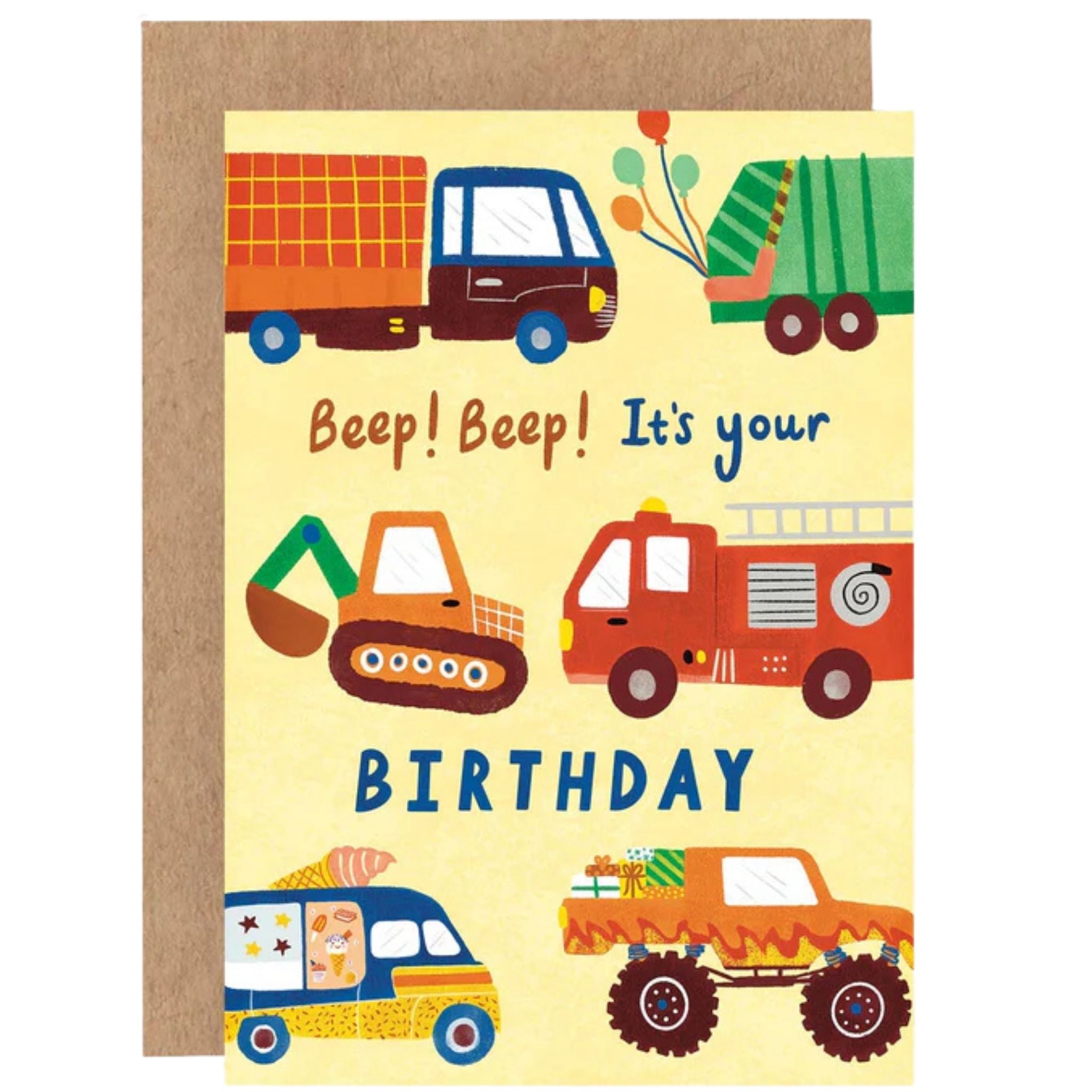 Vehicles Happy Birthday Greeting Card